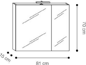 Adriatica Kopa Badezimmerspiegel mit Schrank mit Länge 80cm Braune