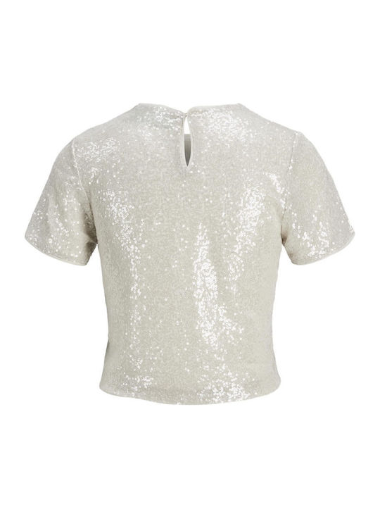 Damen Bluse Kurzärmelig Silber