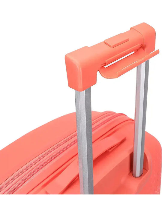 Amber Travel Suitcases Hard Peach Red with 4 Wheels Set of 3 Pieces