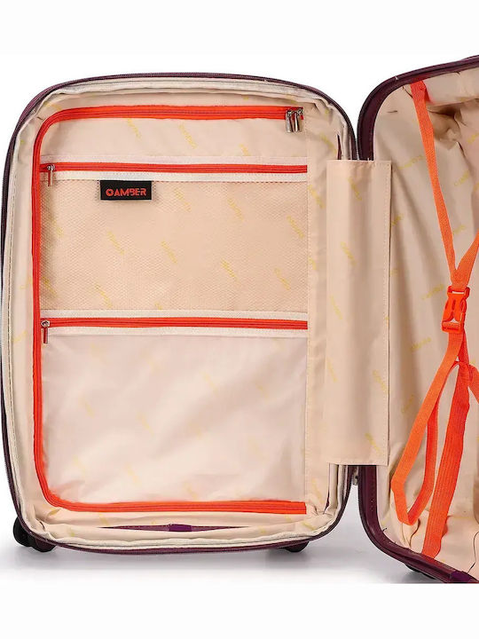 Amber Forecast Hard Travel Suitcases Purple with 4 Wheels Set of 3 Pieces