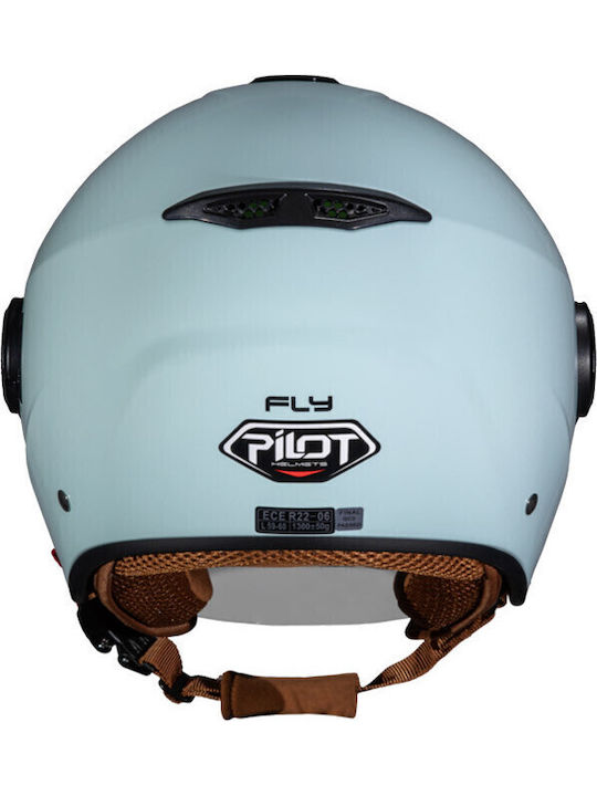 Pilot Fly SV Sea Green Motorcycle Helmet Jet ECE 22.06 1300gr with Sunvisor