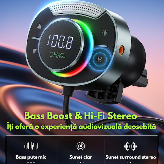 FM Transmitter Autovehicul cu Type-C / USB
