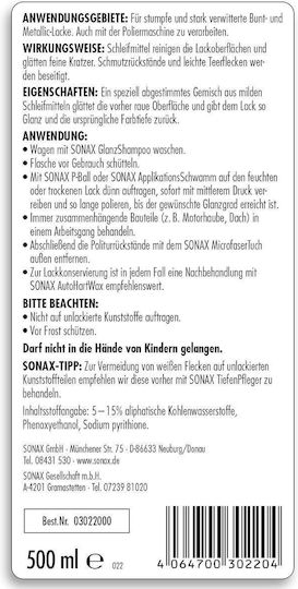 Sonax Agent de Curățare Intensivă pentru Vopsea 500ml