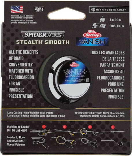 Spiderwire Stealth Smooth X8 Dark Green Fishing Filament Fluorocarbon Leader 0.11 mm 10.3 Kg 150 Meters Fc Leader 0.30 mm 5 Kg 50 Meters