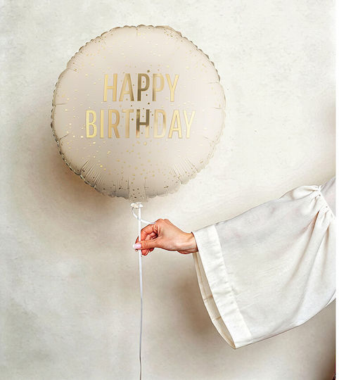 Round Birthday Foil Beige Balloon Happy Birthday