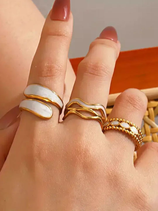 Set Women's Gold Plated Steel Rings
