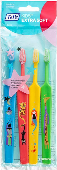 TePe Kids Extra Soft Set Children's Toothbrushes for 6+ Years 4pcs Multicoloured