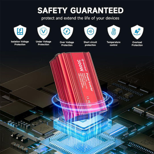 Techsuit Car Inverter 300W to Converter 12V DC in 220V AC
