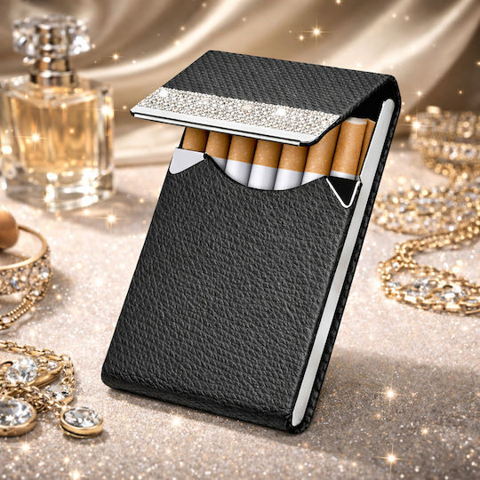 Ταμπακιερα 7 Τσιγαρων Πολυτελ Δερματινη Strass Glamour
