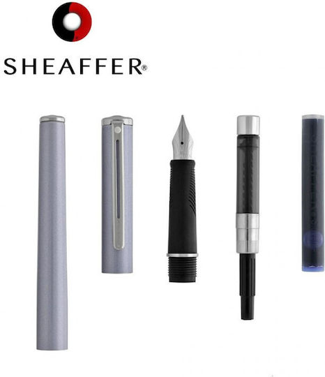 Sheaffer Brushed Chrome Πένα Γραφής Medium Ασημί με Λευκό Μελάνι