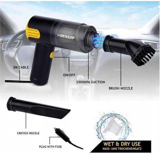 Dunlop Car Handheld Vacuum Dry Vacuuming with Lighter Cable 12V