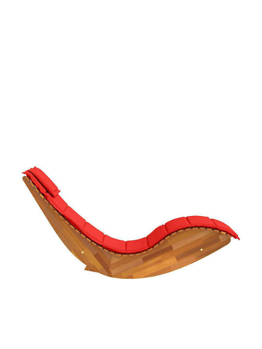 Wooden Deckchair with Green Pillow 154x60x74cm