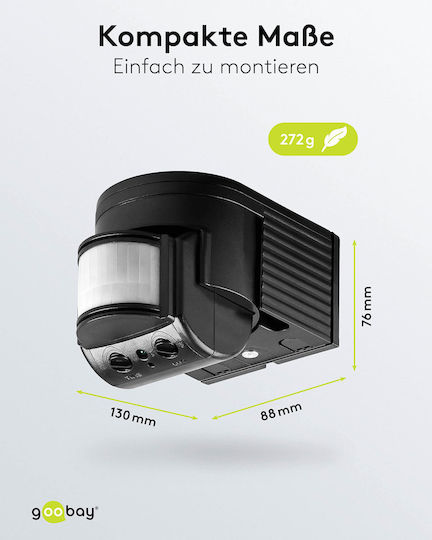 Goobay Goobay Haustalts-Sensoren & Alarme Verkabelter Bewegungssensor Überwachung 180° Erkennungswinkel 12m
