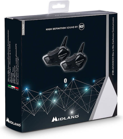 Midland BTR1 Advanced Διπλή Ενδοεπικοινωνία για Κράνος Μηχανής με Bluetooth