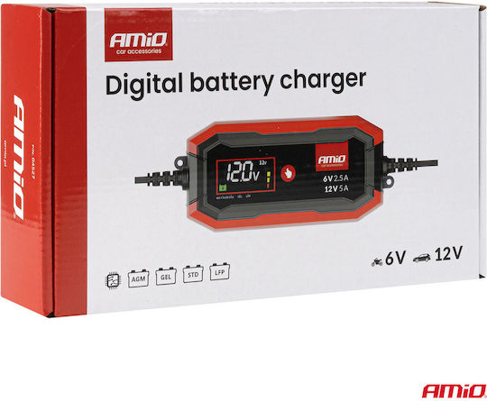 AMiO Φορτιστής Μπαταρίας Αυτοκινήτου 6/12V