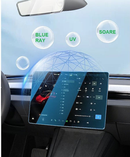 Set 2 Folii De Sticlă Temperată Alista Home Compatibile Tesla Model 3 Tesla Model Y Ecran Față Spate Anti Razele Albastre 4k Ultra Hd Anti Amprentă 2.5d Transparent