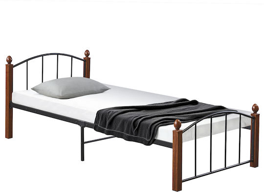 Laramie Κρεβάτι Μονό για Στρώμα 90x200cm Μαύρο/καρυδί Laramie Κρεβάτι Μονό για Στρώμα 90x200cm Μαύρο/καρυδί