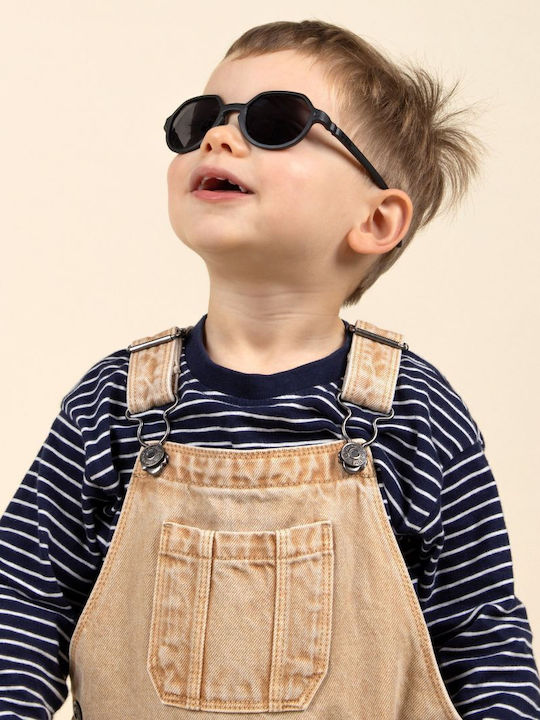 KiETLA Unbreakable Round Baby Sunglasses Black for 1-2 Years