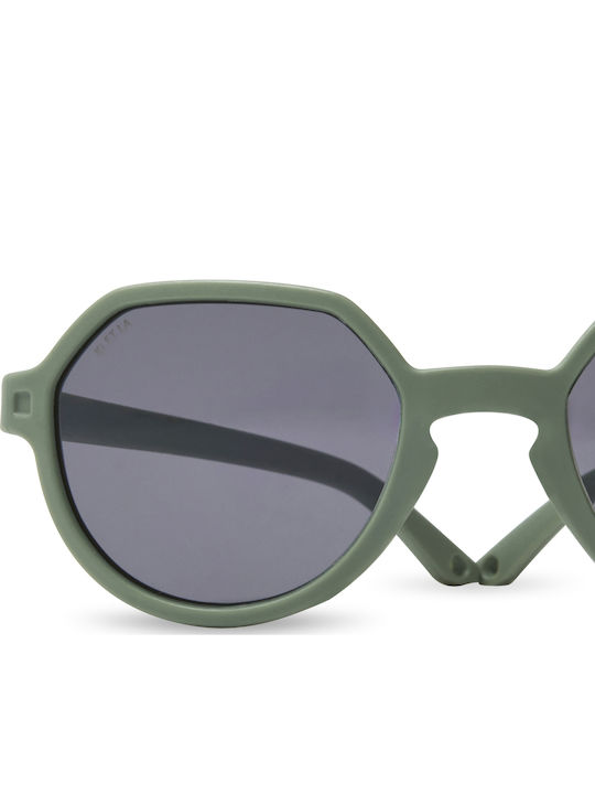 KiETLA Unbreakable Round Kids Sunglasses Green for 2-4 Years