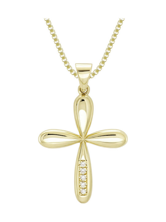 Kiriakos Gofas Women's Gold Cross 14K Double Sided Without Chain