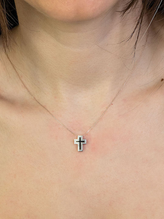 Kiriakos Gofas Women's Rose Gold 9K Double Sided Cross with Chain
