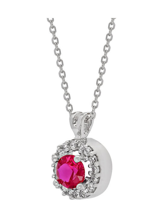 Kiriakos Gofas Necklace Solitaire In 9 K White Gold Red