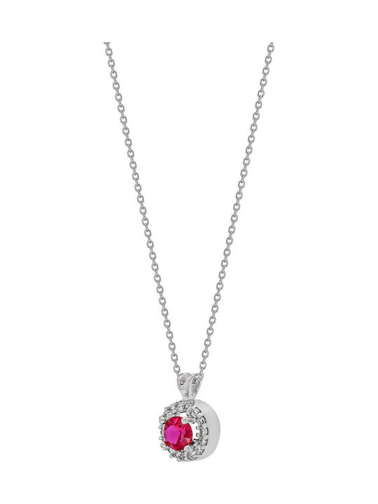 Kiriakos Gofas Necklace Solitaire In 9 K White Gold Red