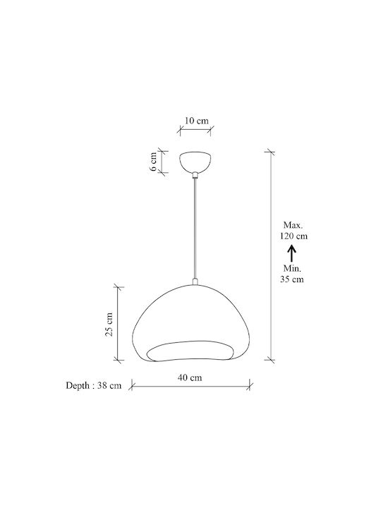 Megapap Nua Pendant Ceiling Light White with E27 Socket 40x38x120cm