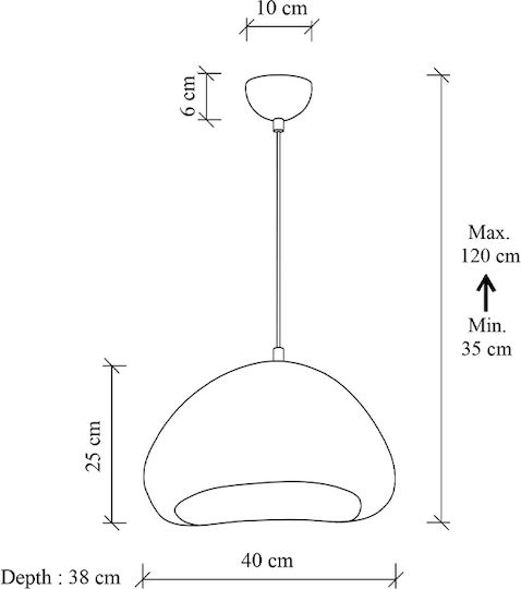 Megapap Nua Κρεμαστό Φωτιστικό Λευκό με Ντουί E27 40x38x120εκ.