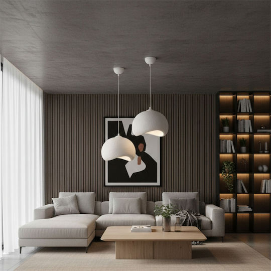 Megapap Yontu Pendant Ceiling Light White with E27 Socket 34x29x120cm
