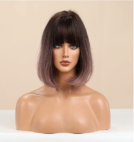 Animis Beauty Perücke Mit Synthetisches Haar In Lila Farbe 30cm