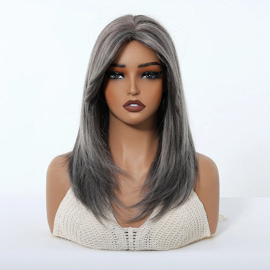 Animis Beauty Perucă cu Păr Sintetic în Culoare Gri 40cm