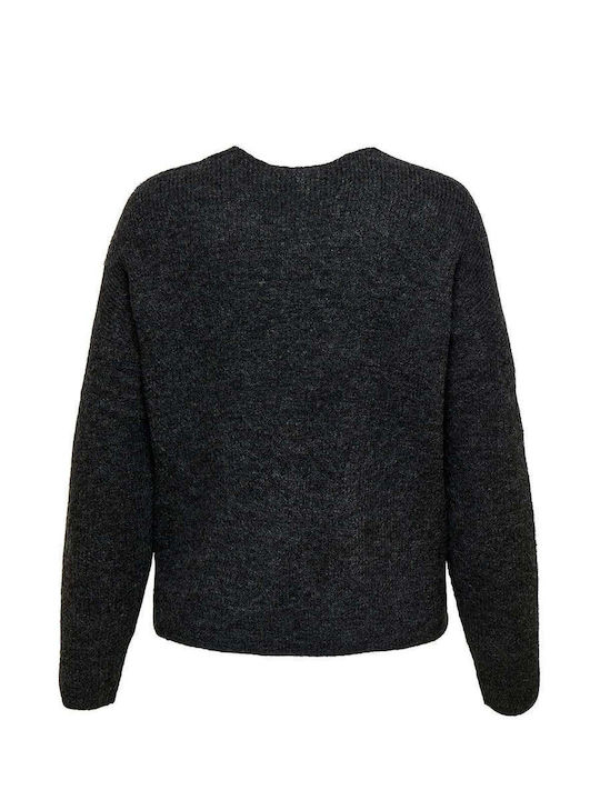 Damen Langärmeliges Pullover mit V-Ausschnitt Grau