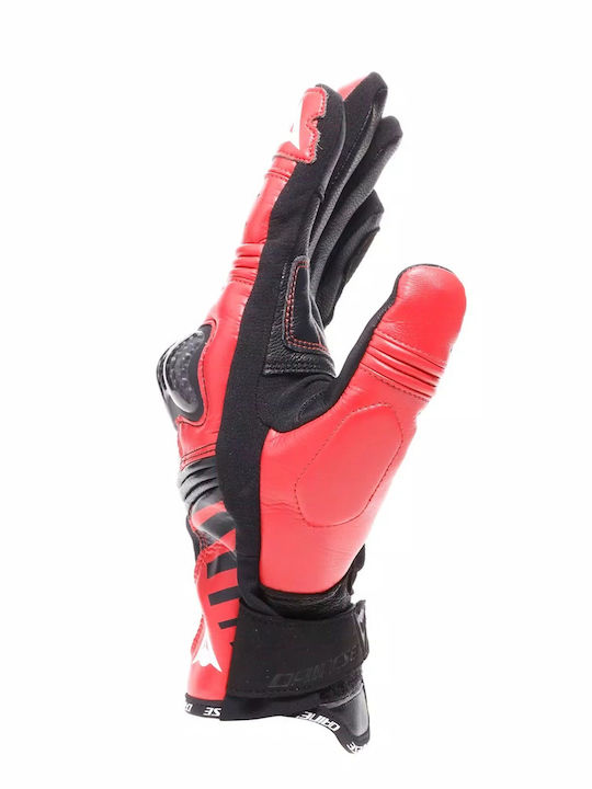 Dainese Reacto Carbon Short Καλοκαιρινά Ανδρικά Γάντια Μηχανής Δερμάτινα Black / Red-Lava