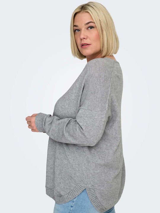 Damen Langärmeliges Pullover mit V-Ausschnitt Grau