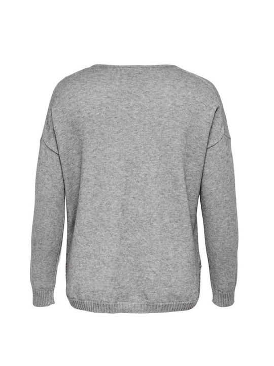 Damen Langärmeliges Pullover mit V-Ausschnitt Grau