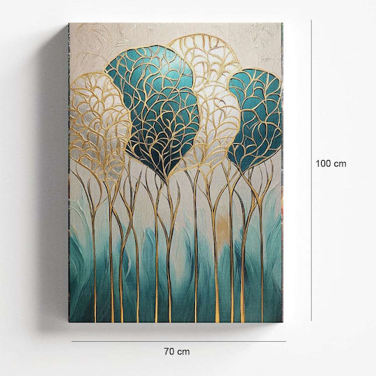Megapap Golden Leaves Панел Върху Платно 70x100cm