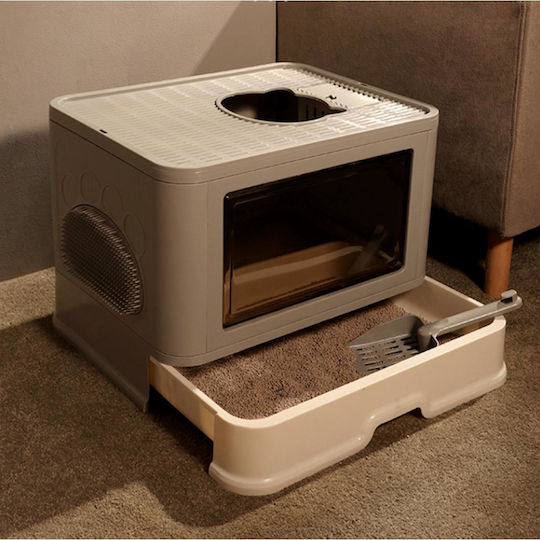 Animal Cat Toilet Closed with Filter Gray L51 x W40 x H36.5cm with Double Input