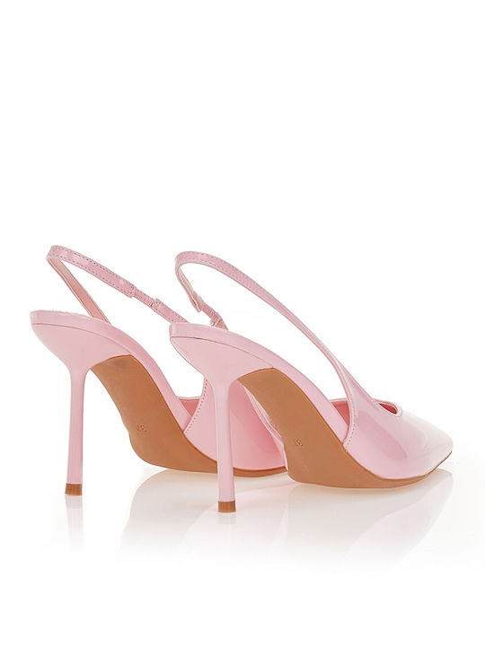 Pointed Toe Heels in Patent Leather with Stiletto Heel Pink