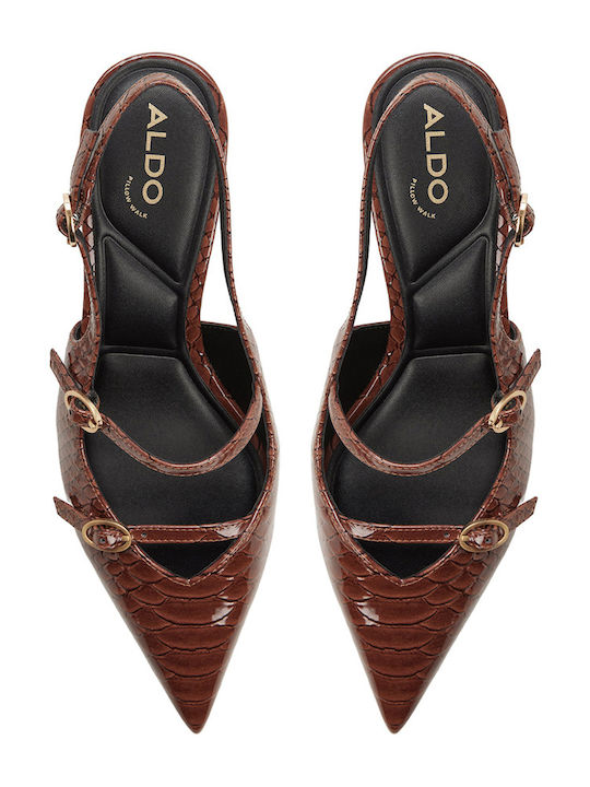 Spitze Zehe Pumps mit Riemen Braune