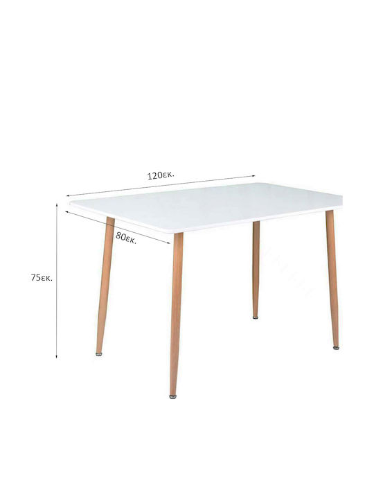 Esszimmer- und Küchentisch Metall Weiß 120x80x75cm