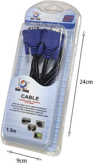 Run & Teng VGA Cable VGA Male - VGA Female Black 1.5m 14159055483