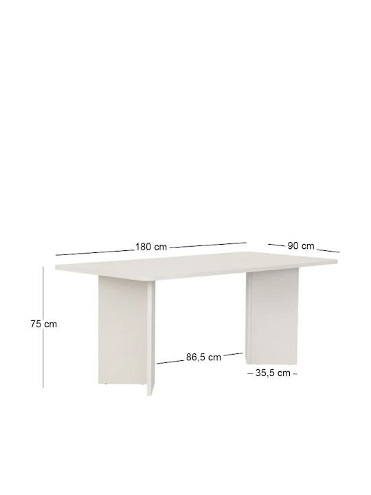 Linza Esszimmer- und Küchentisch Holz Weiß 180x90x75cm