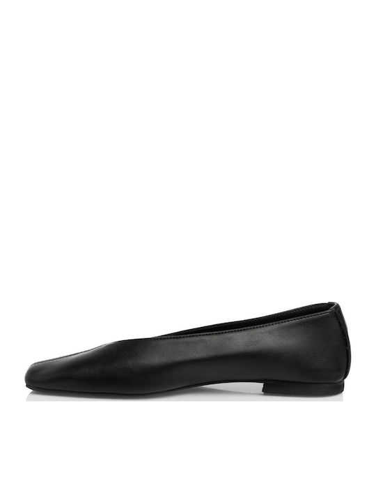 Leather Women's Ballerina Shoes in Black Colour