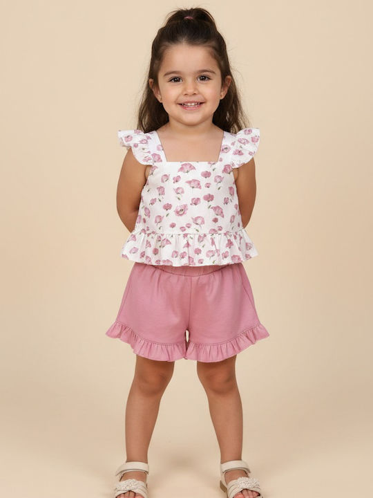 Kids Set with Shorts Summer 2 Pieces Pink G127-1