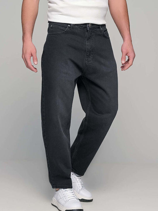Men's Elastic Jeans Pants with Relaxed Straight Fit Black