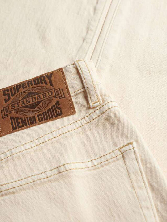 Men's Jeans Pants with Slim Straight Fit Cream