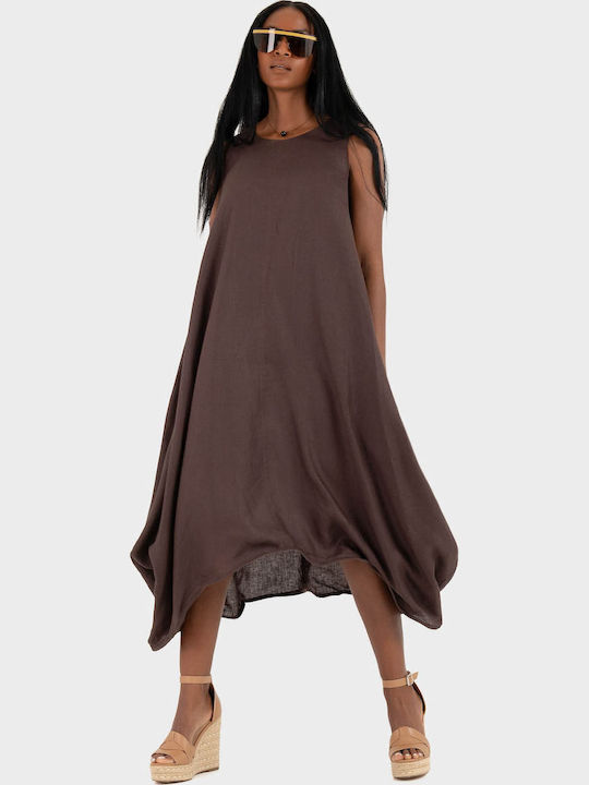 Summer Midi Dress Brown