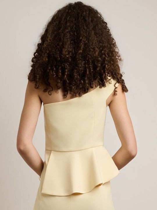 Peplum Καλοκαιρινό Midi Φόρεμα για Γάμο / Βάπτιση Κίτρινο