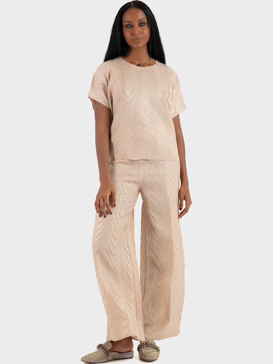 Women's Fabric Trousers Beige